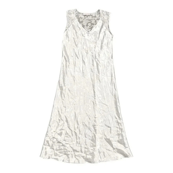 Oscar de la Renta Other - Oscar de la Renta Pink Label White Satin with Lace Long Maxi Nightgown M